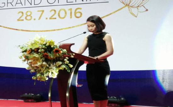 Bà Lê Thị Hoàng Yến – Tổng Giám đốc Tập đoàn Khách sạn Mường Thanh phát biểu.