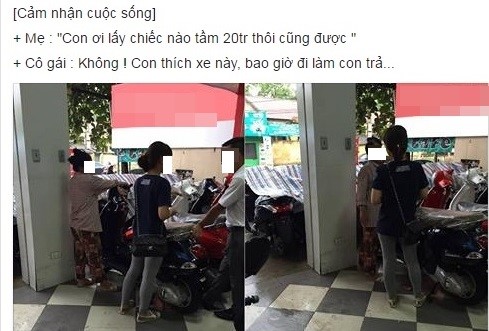 Cư dân mạng bất bình vì cô gái đòi mẹ mua xe máy đắt tiền cho bằng được