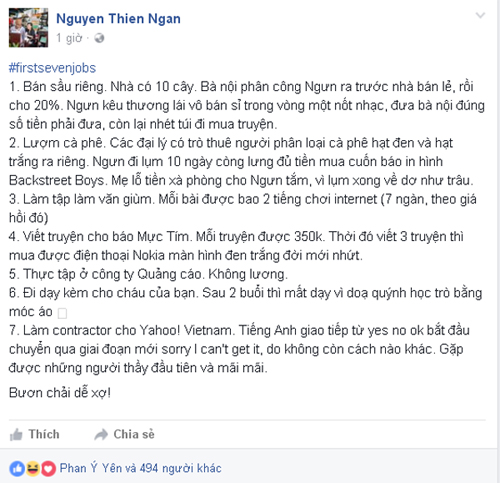 Trào lưu kể tên 7 công việc đầu tiên tràn ngập Facebook