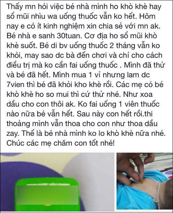 Cẩn thận với cách chữa ho bôi thuốc lên ngực, lưng, chân cho trẻ