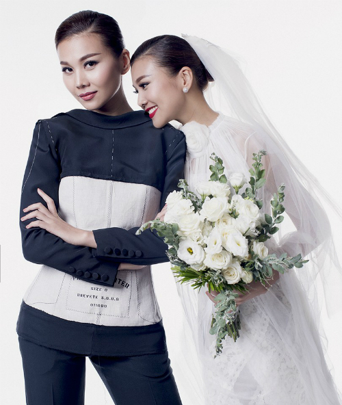Thanh Hằng đăng ảnh cưới độc đáo khi một mình diễn 2 vai, vừa làm cô dâu vừa làm chú rể. Người đẹp viết: